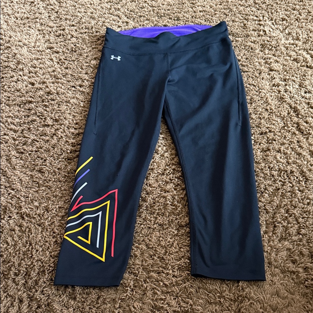 Under Armour Black Leggings with Colorful Geometric Accents